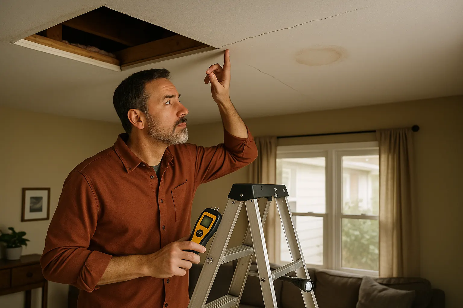drywall finisher with joint compound on two taping knives.